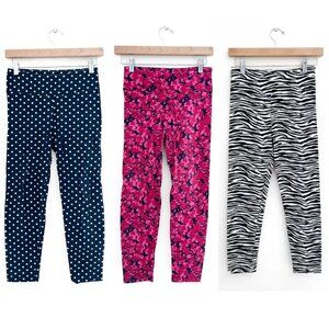LOT OF 3 - J Crew Cropped Cotton Leggings - Zebra Floral Polka Dot - Size XS